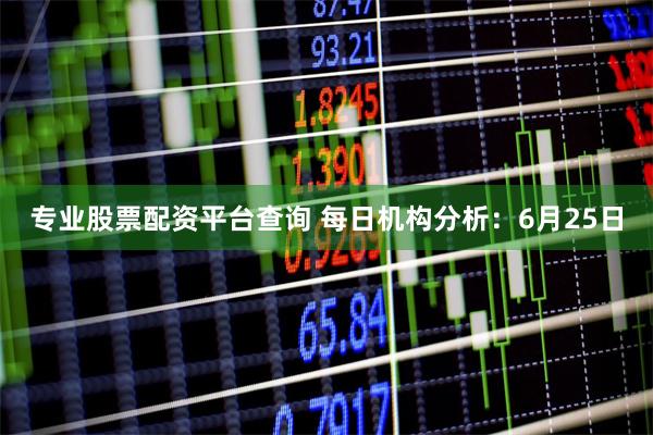 专业股票配资平台查询 每日机构分析：6月25日