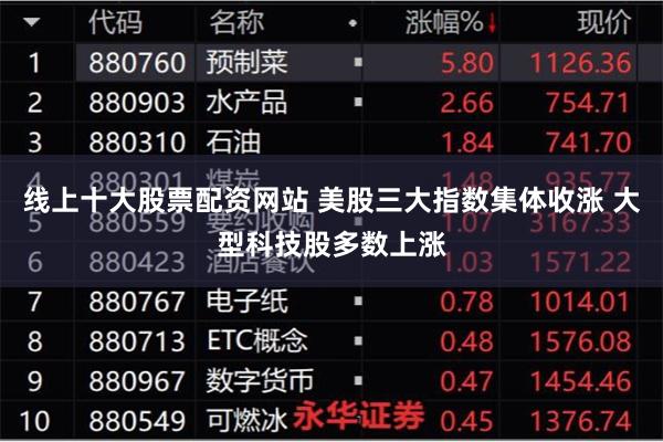 线上十大股票配资网站 美股三大指数集体收涨 大型科技股多数上涨